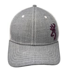 Browning Logo Strapback Mesh Back Trucker Hat Gray One Size Embroidered
